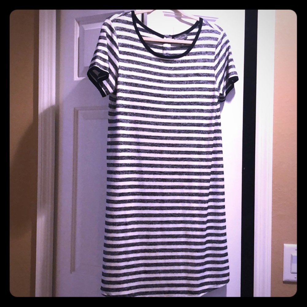 Casual blue and white striped dress